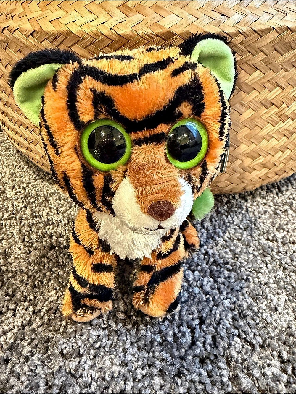 Ty Beanie Boos Stripes Tiger Plush Green Eyes With Original Tags